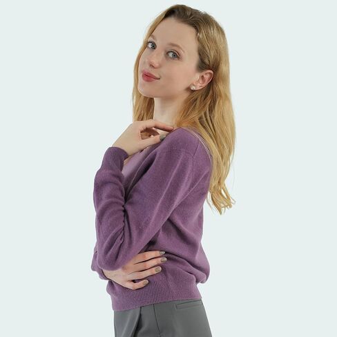 سترة نسائية كبيرة الحجم برقبة على شكل حرف v للخريف والشتاء دافئة 100% من الصوف الخالص طويلة دافئة وناعمة سترة علوية أفضل لفصل الشتاء in Kuwait