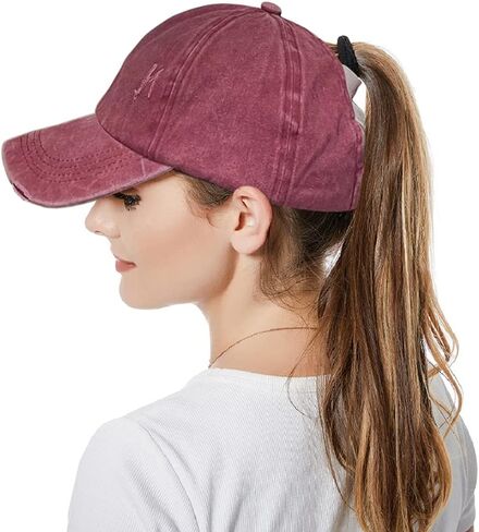 Muryobao النساء ذيل حصان قبعات البيسبول متقاطع شبكة القبعات عالية فوضوي كعكة Ponycap قبعات سائقي الشاحنات in Kuwait