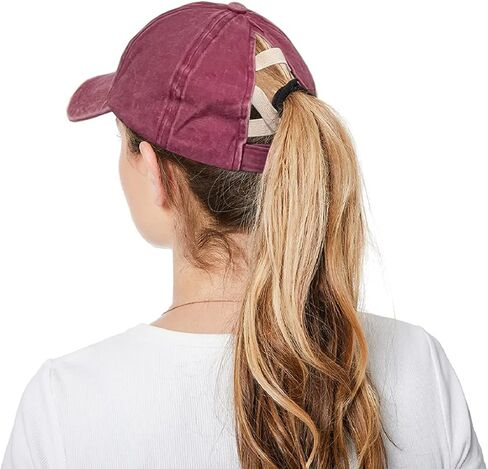 Muryobao النساء ذيل حصان قبعات البيسبول متقاطع شبكة القبعات عالية فوضوي كعكة Ponycap قبعات سائقي الشاحنات in Kuwait