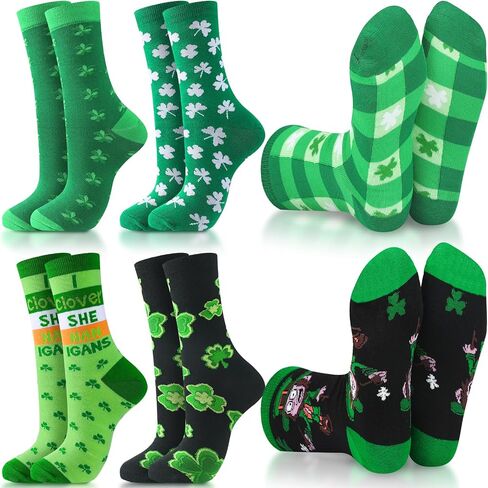 Halfchet 6 Pairs Men's St. Patrick's Day Socks St. Patrick's Day Gift for Men Funny Green St. Paddy's Socks for Men Shamrock Socks Saint St Patrick's Day Funny Irish Novelty Socks for Adults Men in Saudi Arabia