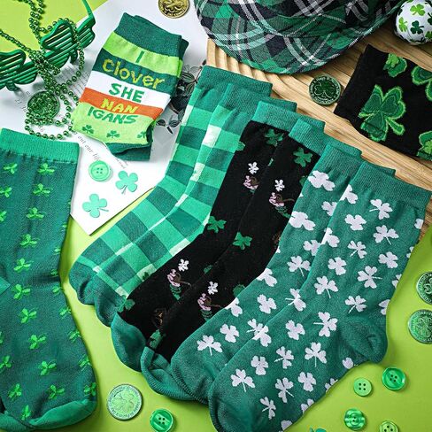Halfchet 6 Pairs Men's St. Patrick's Day Socks St. Patrick's Day Gift for Men Funny Green St. Paddy's Socks for Men Shamrock Socks Saint St Patrick's Day Funny Irish Novelty Socks for Adults Men in Saudi Arabia