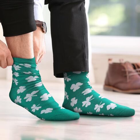 Halfchet 6 Pairs Men's St. Patrick's Day Socks St. Patrick's Day Gift for Men Funny Green St. Paddy's Socks for Men Shamrock Socks Saint St Patrick's Day Funny Irish Novelty Socks for Adults Men in Saudi Arabia