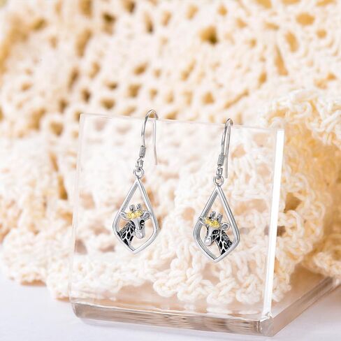 URONE Hummingbird/Koala/Bat/Giraffe Earrings for Women 925 Sterling Sliver Dangle Earrings Animal Jewelry Gift in Saudi Arabia