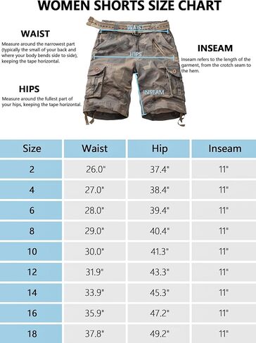 TRGPSG Womens Hiking Shorts, Bermuda Cargo Shorts, 7" Summer Camo Shorts Y2K Shorts for Women with Zipper Pocket(No Belt) in Saudi Arabia