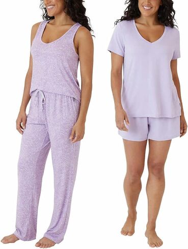 Eddie Bauer Women 4-Piece Pajama Set (as1, alpha, x_l, regular, regular, Orchid) in Saudi Arabia