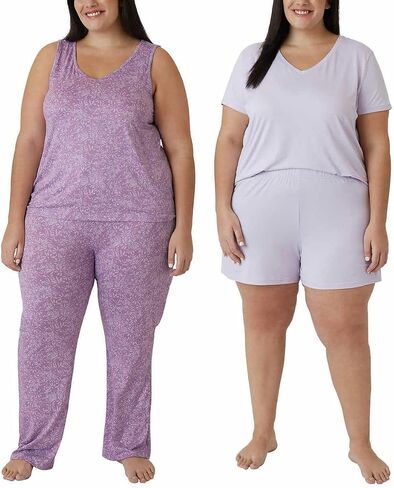 Eddie Bauer Women 4-Piece Pajama Set (as1, alpha, x_l, regular, regular, Orchid) in Saudi Arabia