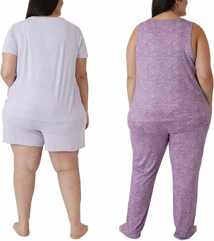 Eddie Bauer Women 4-Piece Pajama Set (as1, alpha, x_l, regular, regular, Orchid) in Saudi Arabia