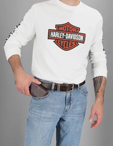 Harley Davidson Men's Leather RFID Blocking Trifold Wallet, Brown (Indo) in Saudi Arabia