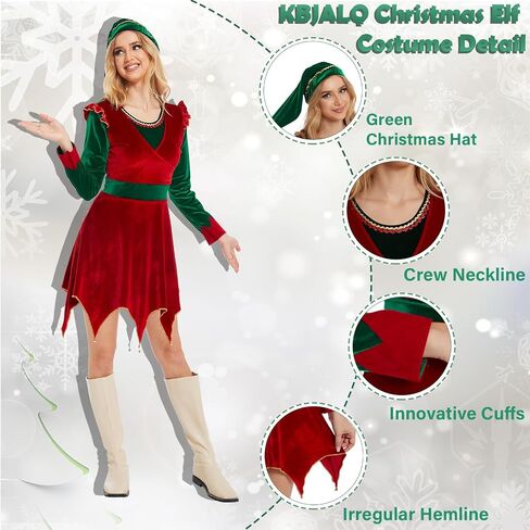 زي KBJALQ Elf للنساء أزياء Buddby The Elf فستان ElfMovies JovieElf ملابس تنكرية للكريسماس للكبار in Saudi Arabia