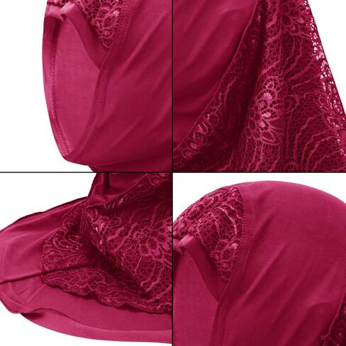 NICEYST نساء مسلمات الحجاب لحظة قطعة واحدة وشاح الرأس الإسلامي غطاء كامل حك الدانتيل عمامة غطاء للشعر شال التفاف in Kuwait