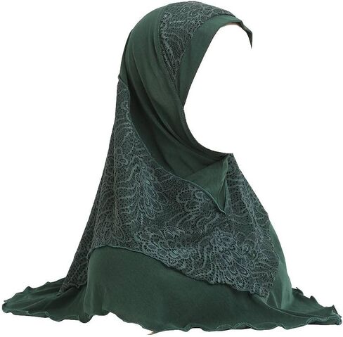 NICEYST نساء مسلمات الحجاب لحظة قطعة واحدة وشاح الرأس الإسلامي غطاء كامل حك الدانتيل عمامة غطاء للشعر شال التفاف in Kuwait