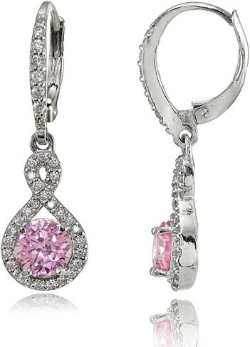 الجنيه الاسترليني من الفضة مكعب زركونيا إنفينيتي تتدلى أقراط Leverback in Kuwait