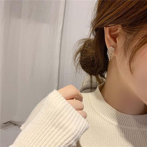 Iaceble Boho كريستال الشرابة انخفاض الأقراط حجر الراين الثريات الأقراط تشيكوسلوفاكيا معبد شرابة الأقراط الصغيرة حجر الراين تتدلى أقراط مجوهرات الزفاف للنساء والفتيات in Kuwait