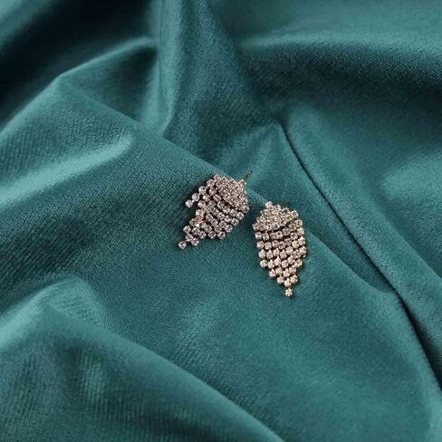 Iaceble Boho كريستال الشرابة انخفاض الأقراط حجر الراين الثريات الأقراط تشيكوسلوفاكيا معبد شرابة الأقراط الصغيرة حجر الراين تتدلى أقراط مجوهرات الزفاف للنساء والفتيات in Kuwait