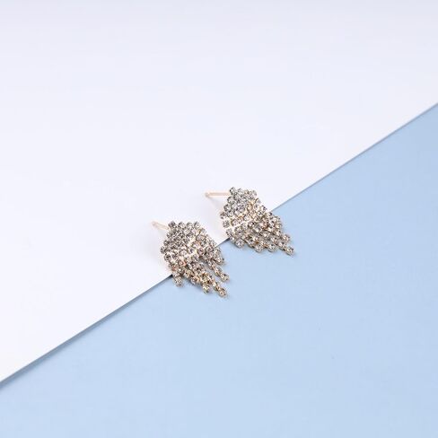 Iaceble Boho كريستال الشرابة انخفاض الأقراط حجر الراين الثريات الأقراط تشيكوسلوفاكيا معبد شرابة الأقراط الصغيرة حجر الراين تتدلى أقراط مجوهرات الزفاف للنساء والفتيات in Kuwait