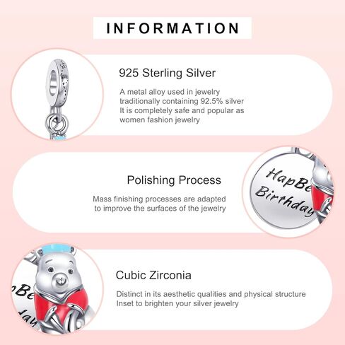 اي زي توكسيدو حلية متدلية لعيد الميلاد بتصميم ويني ذا بوه من الفضة الاسترلينية عيار 925 للاساور in Kuwait