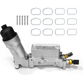High Soar 926-959 Aluminum Oil Filter, 3.6L Housing Kit Engine Oil Cooler Adapter Assembly for 2011-2017 Chrysler Challenger Jeep Ram 1500 with Oil Cooler Sensors & Gaskets