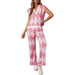 مجموعة ملابس Viottiset النسائية مكونة من قطعتين سترة وسترة صالة على شكل حرف V وسترات بدون أكمام واسعة الساق وسروال رياضي in Kuwait