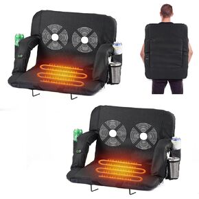 مقاعد ملعب تدليك ساخنة مقاس 25 بوصة من CozyGoo للمدرجات مع دعم للظهر، مقعد استاد قابل للطي مع 3 مستويات للتدليك الخلفي للتدفئة، 6 أوضاع للاستلقاء، 5 جيوب، للأحداث الرياضية الخارجية، قطعتان in Kuwait