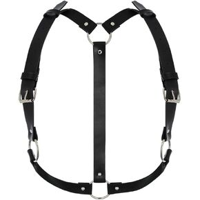 Men Body Harness Belt Black Leather Chest Harness Suspenders Belts Punk Buckles Straps Prom Rave Clubwear Costume