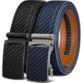KEMISANT Ratchet Belts for Men 2-Pack, Men's Stylish Leather Belts in Gift Set 35mm