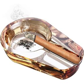 Crystal glass ashtray, cigar ashtray; Household ashtray, outdoor ashtray; Home decoration gift ashtray (Golden)