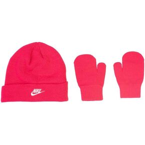 Nike Toddler Girls' Beanie & Mittens 2-Piece Set -Rush Pink - One Size Fits All (2T-4T)