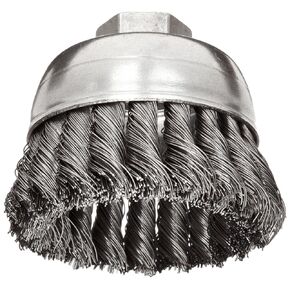 Weiler 13284 2-3/4" Single Row Knot Wire Cup Brush, .020" Steel Fill, 3/8"-24 UNF Nut, Made in the USA