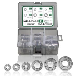 SXTARGLT Ball Bearings Kit, 698ZZ 608ZZ 628ZZ 6903ZZ 6003ZZ 6203ZZ 36 PCS Double Metal Shielded Deep Groove Bearings Kit for Wheel Skateboards Motor 3D Printing, High Carbon Steel Bearings