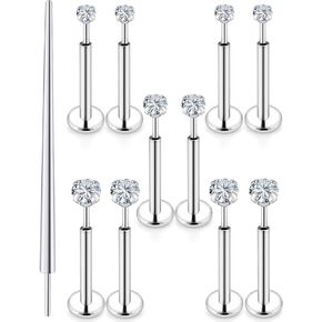 Kridzisw 18G 20G Nose Rings Hoop Stainless Steel L-Shaped Nose Rings Studs Screw Clear Clicker Retainer Tragus Cartilage Helix Earrings Piercing Hoop 27-36pcs