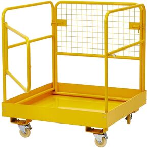 Garvee Forklift Safety Cage, 36"x36" inch Heavy Duty Collapsible Forklift Work Platform,1200LBS Capacity with 4 Universal Wheels, for Most Aerial Jobs