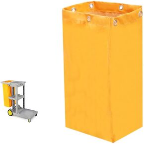 Replacement Janitorial Cart Bag-16 x 11 x 27inches, High Capacity Waterproof Thickened Housekeeping Commercial Janitorial Cleaning Cart Bag with 6 Brass Grommets - 23 Gallon (Yellow)