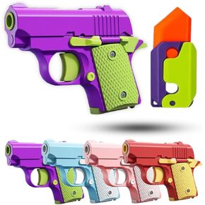 Fidget Gun Toy, 3D Printed Mini Toy, Stress Shot, Gravity Fidget Toy, Gun Fidget Toy, Fidget Toys Adults & Kids, Blue