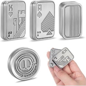 GGSTDDUP 4 Pcs Poker Fidget Slider Fidget Toy Adults Poker Push Card Metal Magnet EDC Pusher Finger Top Suitable for Teenagers and Adults Decompression Toys