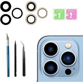 3 Pcs 13 Pro Camera Lens Glass Replacement for iPhone 13 Pro,13 Pro Back Rear Camera Lens Replacement with Pre-Installed Adhesive, Back Glass Camera Lens,Repair Tool Set(for iPhone 13 Pro 6.1 Inches)