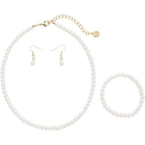Firstmeet Vintage Imitation Pearl Choker Necklace Elegant Bridal Jewelry Set with Matching Earrings
