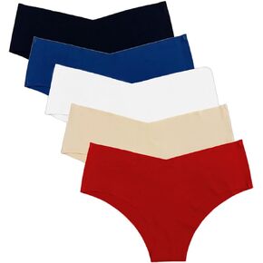 DingLu Women's Seamless Bikini Underwear No Show Hipster Panties 5 Pack