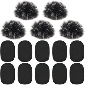 0.2 inch Microphone Windscreen, SourceTon 10 pcs Microphone Foam Covers and 5 pcs Furry Windscreen for Microphone, Protective Microphone Muff Windproof for 0.2 inch Lavalier Microphones