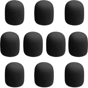 10Pcs Microphone Foam Covers Thick Handheld Stage Microphone Windscreen Reusable Mic Foam Filter Covers for Most Microphone (Black)