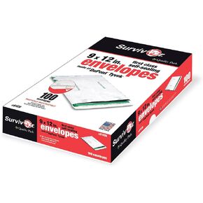 Survivor R1470 Tyvek USPS First Class Mailer, 9 x 12, White (Box of 100)