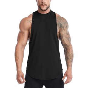 تي شيرت رجالي من Meioro للتمرين بدون أكمام شبكي بدون أكمام لصالة الألعاب الرياضية وكمال الأجسام واللياقة البدنية والعضلات تي شيرت أسود in Kuwait