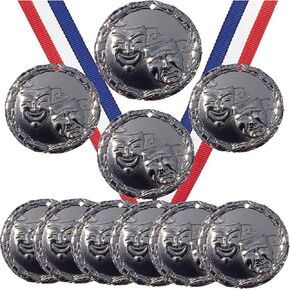 Express Medals Various 10 Pack Styles of Drama Award Medals with Neck Ribbons Trophy Award Prize Gift