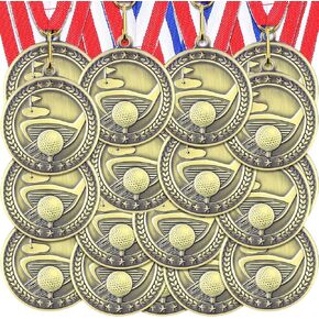 48 Pcs Award Medals with Neck Ribbons Softball Golf Baseball Cheer Mvp Medals Sports Day Favors Prizes for Sports Competitions Party Winner Gift