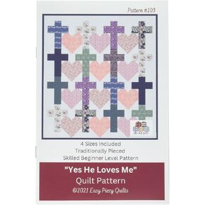 Easy Piecy Quilts LLC نمط لحاف Yes He Loves Me، متعدد الألوان