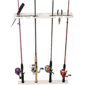 Taco Marine Polyethylene 4-Rod Transom Mount Tackle Rack, 23-1/4-Inch Length/4-Inch Depth, White Finish