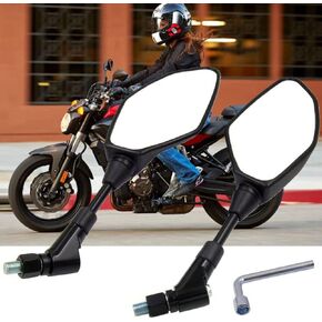 Universal Motorcycle Mirror Rearview Mirror, Compatible with FZ07 FZ-09 FZ8 FJ-09 FZ-10 FZ6, Widely suitable - With 8mm 10mm clockwise/reverse threaded bolts