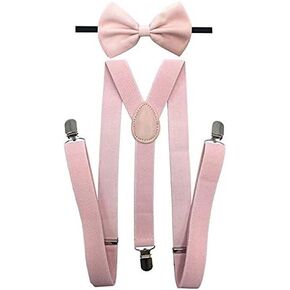 Awesome Light Pink Wedding Accessories Adjustable Bow Tie & Suspenders