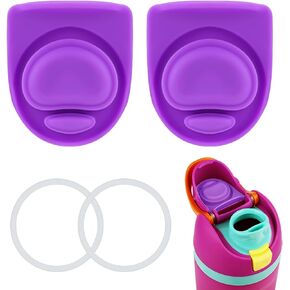 4pcs Bottle Seal Ring & Replacement Stopper for Owala FreeSip 19oz 24oz 32oz 40oz, Silicone O Ring Water Bottle Lid Parts, Cap Mouth Plug Gasket Accessories, BPA-Free (Purple)