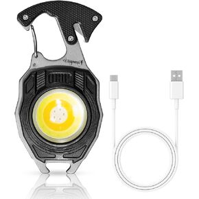 Survival Tool Fire Starter Emergency Light Carabiner Flashlight Multi Tool Screwdriver Whistle Bottle Opener Hiking Outdoor Father’s Day Gift For Dad Hunting Pocket Multi Use Stocking Stuffer