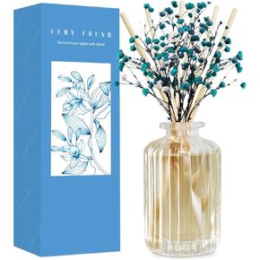Premium Reed Diffuser Set with Preserved Real Flower&Reed Diffuser Sticks,5.9oz,Cashmere Vanilla Scent Fragrance Essential Oil Scented Diffuser for Bedroom Bathroom Home Decor&Office Décor